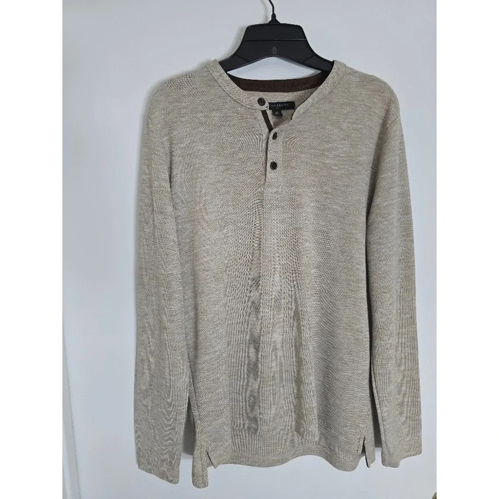 Banana Republic Henley Knit Sweater Beige Men's-Size Medium